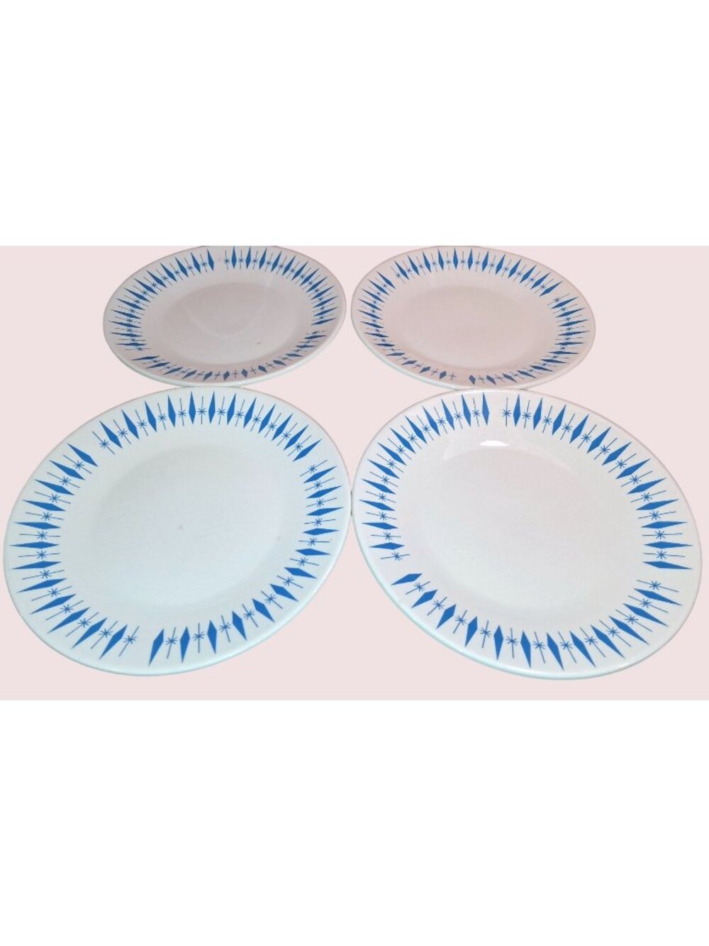 Mid-Century Blue Starburst Dinner Plates Set Of 4 10-Inch By Nest Stone Durable